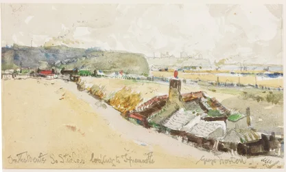 On the Bents, South Shields, Looking to Tynemouth (lápis e aquarela sobre papel)