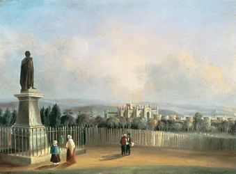 Vista, de, antigas, casa governo, sydney, c.1843-60, (panel)