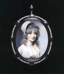 Retrato miniatura da Sra. Lindsay (?) c.1790 (aguarela sobre marfim)
