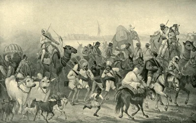 Auxiliares nativos Correndo para Delhi, c1850s, 1901.