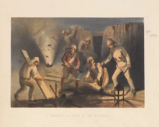  Sapadores trabalhando nas baterias , 1857