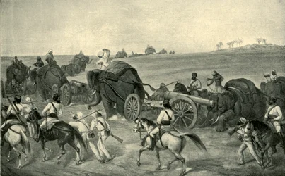 O avanço do trem de cerco para Delhi, 1857, 1901.