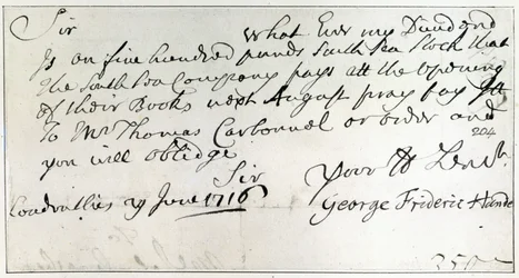 Carta escrita por Handel, junho de 1716