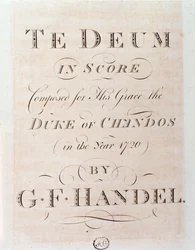 Página de título da partitura de Te deum de G F Handel