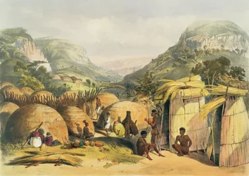 Inanda Kraal, Natal, prato 25 do The Kafirs Illustrated, 1849