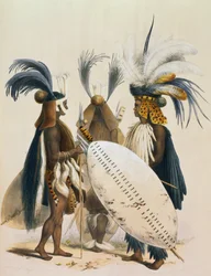 Soldados Zulu do Exército do Rei Panda, placa 20 de &39;The Kafirs Illustrated&39;, 1849