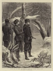 Esperando o urso, o príncipe de Gales em uma caça imperial russa