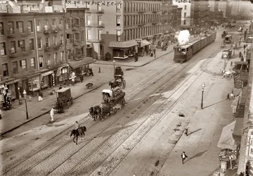 Eleventh Avenue e New York Central Railroad, por Bain, George Grantham (1865-1944). Albumina Foto, c. 1911. Coleção Particular