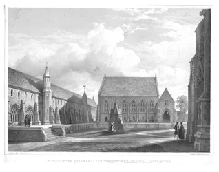 Opinião do interruptor no quadrilátero da faculdade de St. Augustines, Canterbury, c1847.