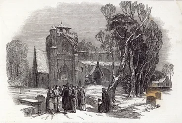 Manhã de Natal: Indo à Igreja, gravado por WJ Linton, de &39;The Illustrated London News&39;, 26 de dezembro de 1846