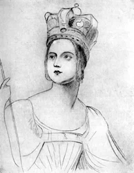 A rainha Vitória com as suas vestes de coroação, 1837, 1901.