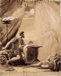 Cena de "Júlio César" de Shakespeare: O fantasma de César aparece a Brutus, c.1871 (aguada sobre papel)