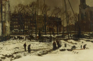 Obras na Raadhuisstraat no inverno