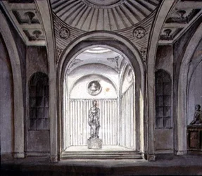 A Sculptural Gallery Interior (aguarela com lápis sobre papel)