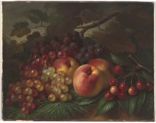 Pêssegos, uvas e cerejas