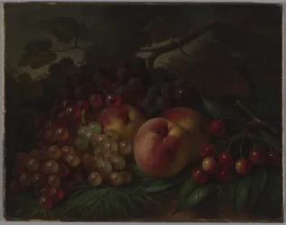 Pêssegos, uvas e cerejas, c.1860-70 (óleo sobre tela)