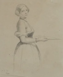 Retrato de uma jovem mulher, 1856 (grafite em papel tufado)