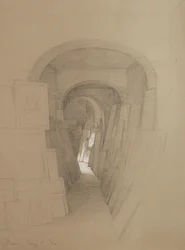 Untitled - Estúdio de artistas, Roma, 1886 (grafite aumentado com guache branco em papel marrom)