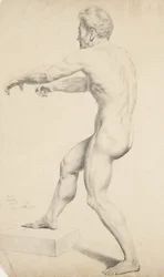 Untitled - Macho nu copiado de uma litografia de 1842 (grafite em papel de capa amarela)
