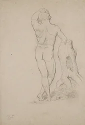 Untitled - Homem nu, vista posterior, 1846 (carvão sobre papel marrom)