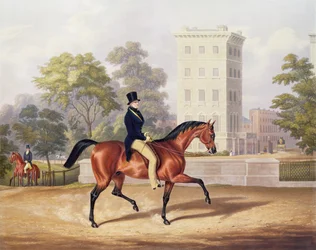 O Marquês de Anglesea a cavalo no Hyde Park, no seu 80º ano, gravado por J. Harris, 1847 (gravura a cores)