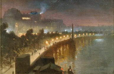 O Embankment e a Agulha de Cleópatra à Noite, Londres, c.1910