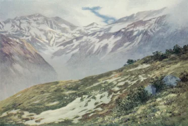 O Coronel De Balme do Le Planet, acima de Argentiere (cor litho)