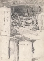Estudo para "The Goose", 1867: Interior de um celeiro