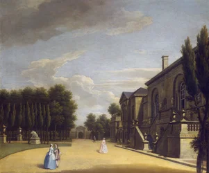 Vista da Vila Chiswick das traseiras para o portão do Inigo Jones