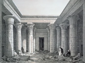 Corte do Grande Templo, Philae, Egito, 1843