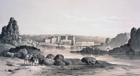 Philae, Olhando para o Sul, Egito, 1843