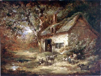Porta de cabana com burro (óleo sobre tela)