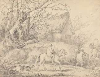 Paisagem com casas de campo e figuras a cavalo