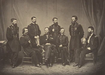 Sherman e seus generais, década de 1860.