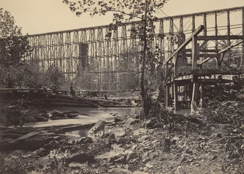 Ponte de cavalete em Whiteside, década de 1860.