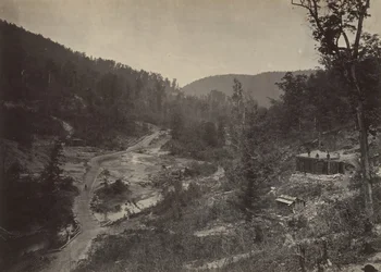 Vale de Whiteside abaixo da ponte, década de 1860.