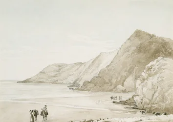 Caswell Bay (aguarela e lápis sobre papel)