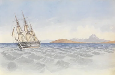 HMS "Bellerophon" ao largo do cabo Cartago, 26 de abril de 1852
