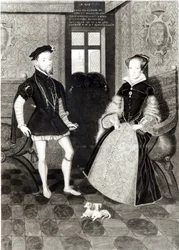 Retrato de Filipe II de Espanha (1527-98) e Rainha Maria I (1516-58) gravado por Joseph Brown, 1812