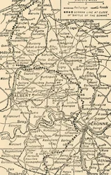Mapa para ilustrar a batalha do Somme, 1919.