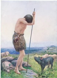 O filho pródigo, de The Bible Picture Book, publicado por Thomas Nelson, c.1950