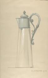 Design para jarro de água de vidro e prata, com tampa, 1820-65.