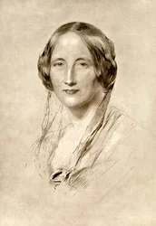 Elizabeth Gaskell, romancista britânica do século XIX, 1910.