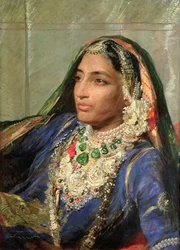 Retrato de Rani Jindan Singh, em um sari indiano