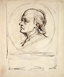 Retrato de William Blake, de um caderno usado pelo artista para esboços e notas (tinta sobre papel)