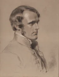 Rev. John Jackson, 1853 (giz preto, vermelho e branco sobre papel)