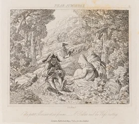 Vendedor ambulante e esposa perto de Jumieges, c.1821 (gravura)