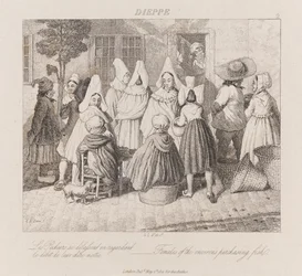 Mulheres comprando peixes, Dieppe, c.1821 (gravura)