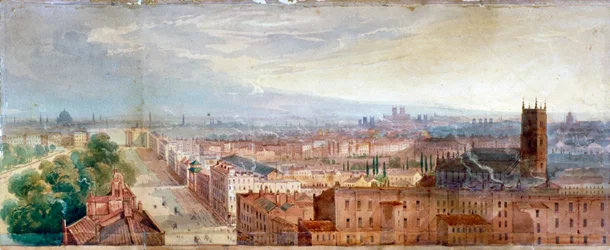 Vista aérea de Knightsbridge, Londres, c1845