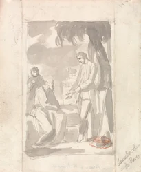 Major Pierson e o Brahman (lavagem cinza sobre papel avergoado) (ver 153905)